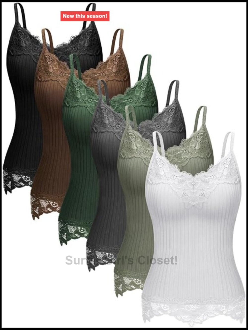 4-Pack Women's Lace Long Tank Tops V-Neck Camisole Sleeveless